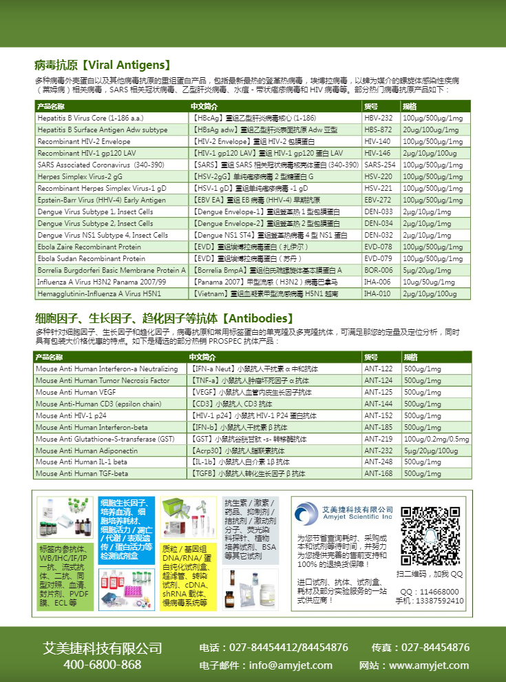 Prospec常用細胞因子艾美捷產品折頁